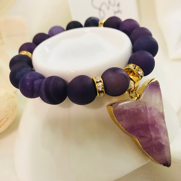 Gemstone GeodeAgate Fluorite bracelet - Picture 2 of 4
